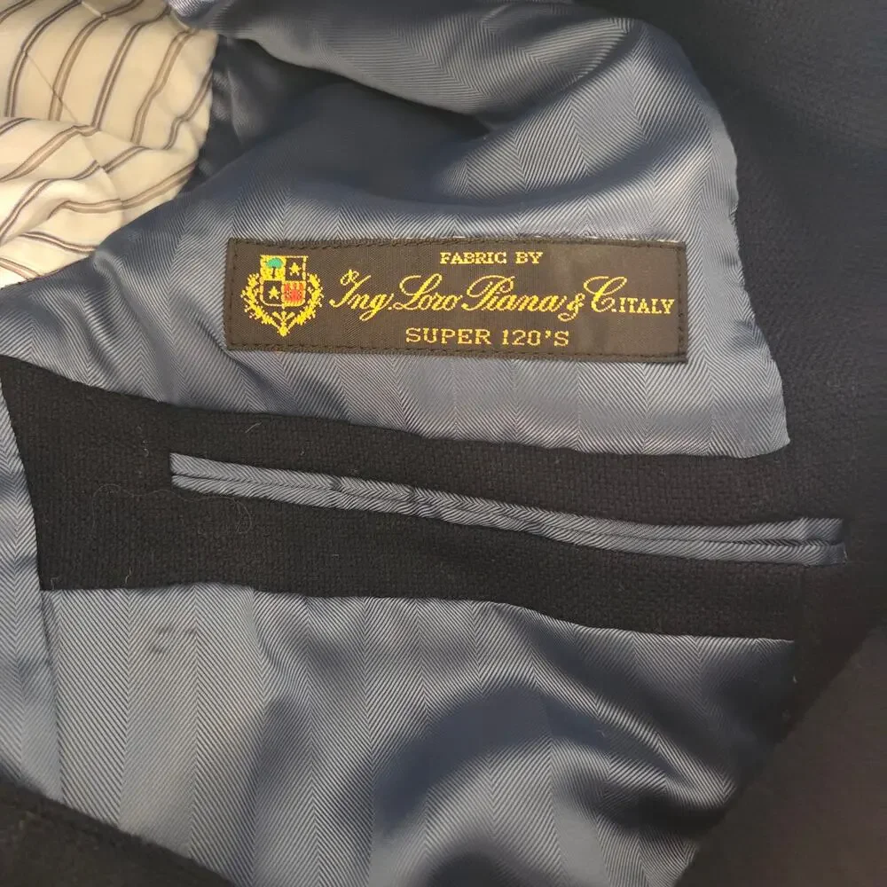 Sophisticated Black Saks Fifth Ave Loro Piana Men's Suit Jacket